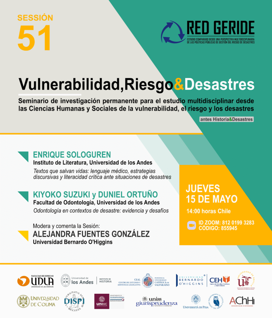 Afiche Conferencia: Textos que salvan vidas: lenguaje médico, estrategias discursivas y literacidad crítica ante situaciones de desastres.